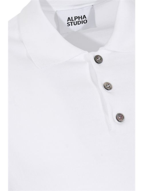 Polo in filato di cotone Bianco Alpha studio | AU-5001B1000